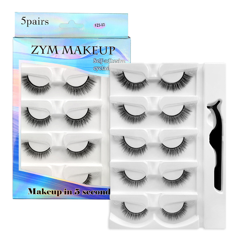 Eyelash Extension Uv Glue - 5 Pairs Glue-free Self-adhesive Eyelashes 3D