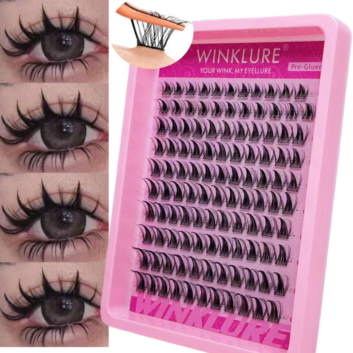 Eyelash Extension Uv Glue - WINKLURE Self-Adhesive False Eyelash Clusters Glue-Free